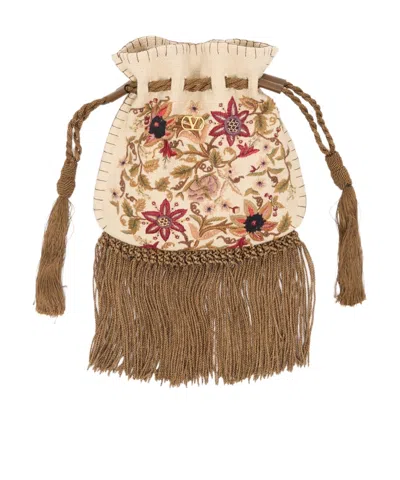Valentino Garavani Drawstring Clutch In Brown