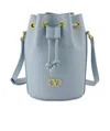 Valentino Vlogo Plaque Drawstring Bucket Bag In Gray