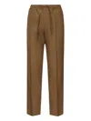 Valentino Khaki Techno Drape Gabardine Trousers In Brown