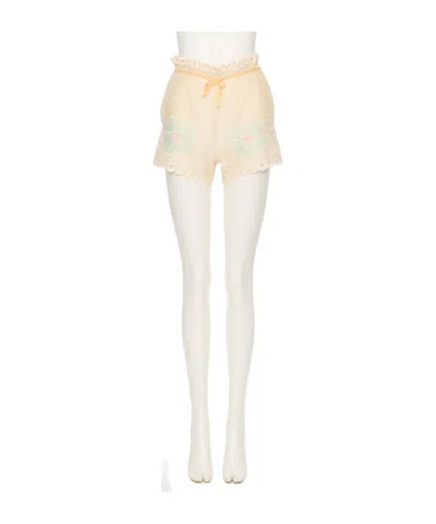 Valentino Bow-detailed Broderie Anglaise Cotton Shorts In Neutral
