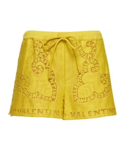 Valentino Drawstring Shorts In Yellow