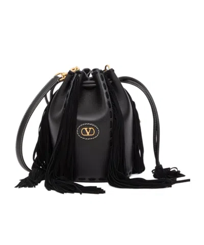 Valentino Garavani Drawstring Shoulder Bag In Black
