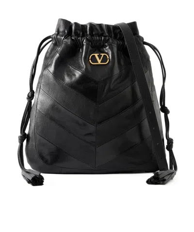 Valentino Garavani Drawstring Shoulder Bag In Black