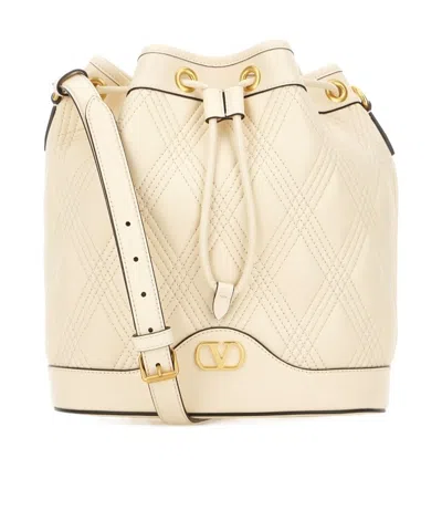 Valentino Garavani Drawstring Shoulder Bag In Nude