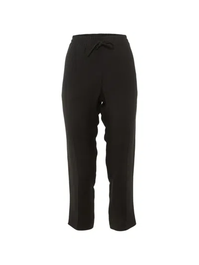 Pre-owned Valentino Drawstring Silk Trousers In Black