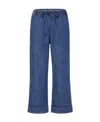 Valentino Drawstring Straight-leg Cropped Trousers In Blue