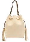 Valentino Drawstring Tassel-embellished Leather Shoulder Bag In Neutral