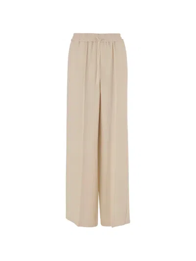 Valentino Drawstring Wide-leg Trousers In Neutral