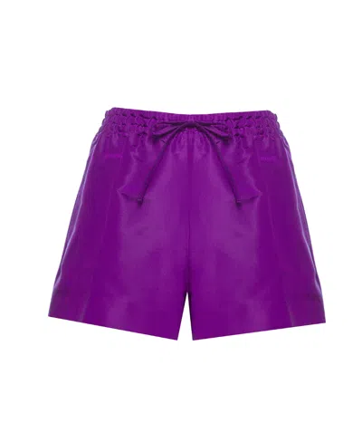 Valentino Drawstring-waist Pressed-crease Shorts In Purple