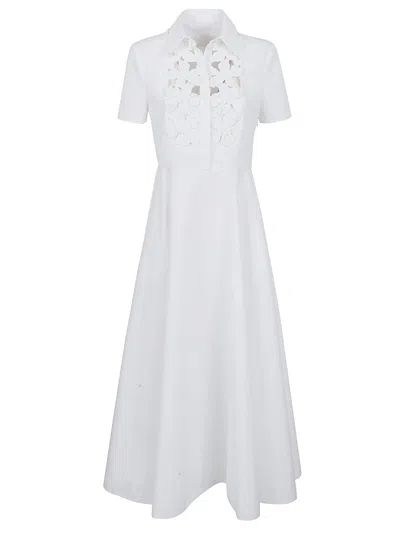 Valentino Dress - Embroidered Embroideries Compact Popeline In Bo Bianco