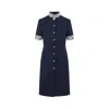 Valentino Structured Midi Dress With High Collar In Blue