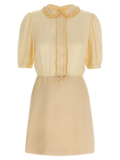 Valentino Crepe Couture Short Dress In Neutral