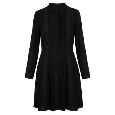 Valentino Lace-panelled Pleated Mini Dress In Black