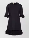 Valentino Garavani Ruffle Trim Crepe Couture Minidress In Black