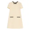 Valentino Bow Detail Virgin Wool Blend Tweed Minidress In Neutral