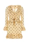 Valentino Belted Ruffled Polka-dot Wool And Silk-blend Mini Dress