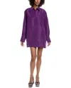 Valentino Oversized Silk-faille Shirt In Purple