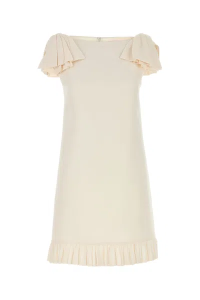 VALENTINO VALENTINO GARAVANI IVORY WOOL BLEND DRESS