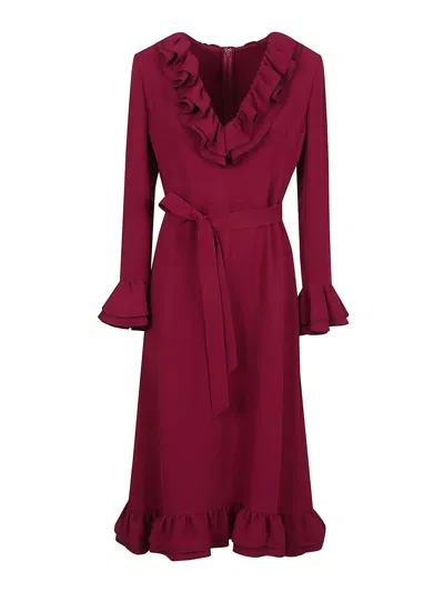 Valentino Long-sleeved Dress In Fuchsia