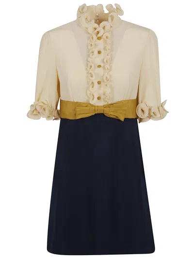 Valentino Garavani Crepe De Chine And Viscose Short Dress In Multi