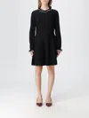 Valentino Knit Dress With Ruffles In Black