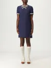 Valentino Knee Length Dress Short Sleeves In Blue