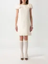 Valentino Ruffled Wool And Silk-blend Crepe Mini Dress In Ivory