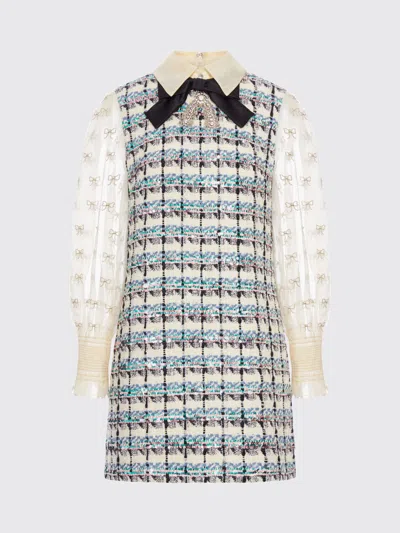 Valentino Garavani Embroidered Tweed Dress In Multi
