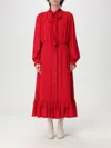 Valentino Ruffled Midi Dress In Red