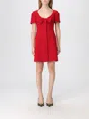 Valentino Bow Detail Dress Scoop Neckline In Red