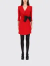 Valentino Short Silk Dress With Bow In Red