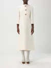Valentino Virgin Wool-silk Midi Dress In Yellow Cream