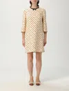 Valentino Cherry Print Crepe Couture Mini Dress In Neutral