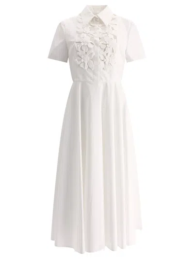 Valentino Dress With Hibiscus Embroidered In White