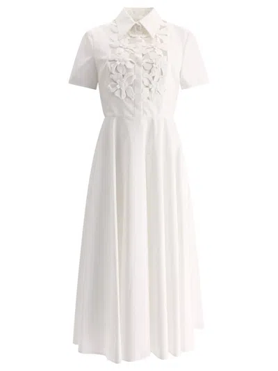 Valentino Women's Embroidered Compact Poplin Midi Dress In White