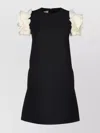 Valentino Dress With Round Neckline And Ruffled Sleeves In Black