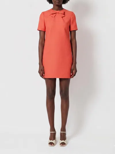 Valentino Dress Featuring Bow Detail And Short Sleeves In Orange