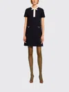 Valentino Silk And Wool Blend Short Sleeve Dress In Blue