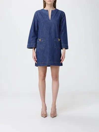 VALENTINO VALENTINO DRESS WOMAN COLOR DENIM,I16149028