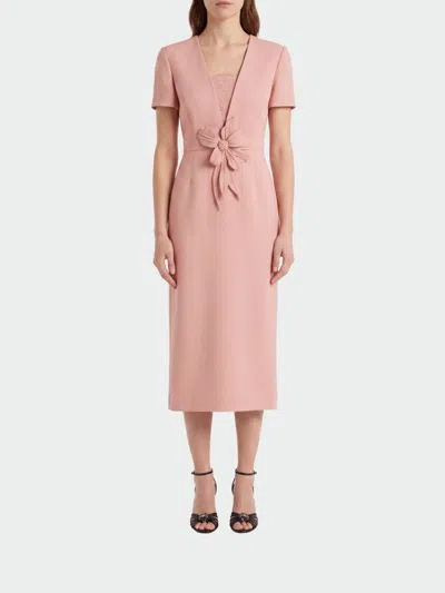 Valentino Satinized Cady Midi Skirt With Lace Trimming In Pink