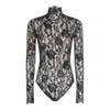 Valentino Floral Lace Long Sleeve Jumpsuit In Black