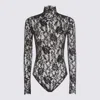 Valentino Floral Lace Long Sleeve Jumpsuit In Blue