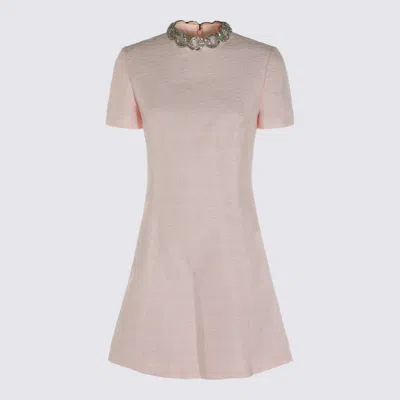 Valentino Garavani Rhinestone Embellished Tweed Minidress In Pink