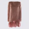 Valentino Long Sleeve Dress Ruffled Hem In Pink