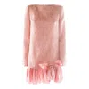 Valentino Long Sleeve Dress Ruffled Hem In Pink