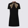 Valentino Embellished Pussy-bow Wool And Silk-blend Crepe Mini Dress In Multi
