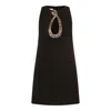 Valentino Garavani Rhinestone Snake Embroidery Crepe Couture Short Dress In Black