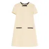 Valentino Bow Detail Virgin Wool Blend Tweed Minidress In Neutral