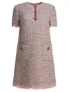 Valentino Womens Multicolor. Embellished Short-sleeves Woven Mini Dress In Pink