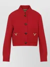 Valentino Drill Caban Jacket Decorative Buttons Pockets In Red